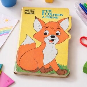 Vintage 1981 Walt Disney The Fox Finds a Friend Golden Sturdy Shape Book Tod